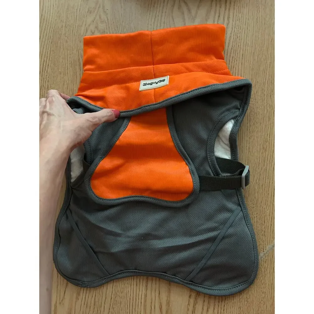 New 🐶 Doggie Harness Jacket with Pocket Gray Orange size small 14.5”x11.5”
